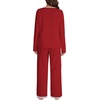 image:imageLYANER Womens 2 Piece Satin Silky Pajama Set Long Sleeve Button Front Shirt with Elastic Waist Pants Loungewear SleepwearSolid Wine Red
