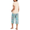 image:imageLYANER Womens 2 Piece Short SleeveTops and Print Cropped Pants Loose Lounge Pj Sets with PocketGreen
