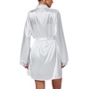 image:imageLYANER Womens 3pcs Sleepwear Silk Satin V Neck Lace Trim Cami Top and Shorts Pajama Set with RobeWhite