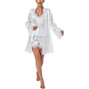 image:imageLYANER Womens 3pcs Sleepwear Silk Satin V Neck Lace Trim Cami Top and Shorts Pajama Set with RobeWhite