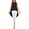 image:imageLYANER Womens Asymmetrical High Low Sleeveless Mock Neck Flowy Blouse TopsBlack