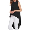image:imageLYANER Womens Asymmetrical High Low Sleeveless Mock Neck Flowy Blouse TopsBlack