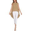 image:imageLYANER Womens Asymmetrical High Low Sleeveless Mock Neck Flowy Blouse TopsKhaki