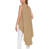 image:imageLYANER Womens Asymmetrical High Low Sleeveless Mock Neck Flowy Blouse TopsKhaki