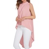 image:imageLYANER Womens Asymmetrical High Low Sleeveless Mock Neck Flowy Blouse TopsPink