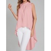 image:imageLYANER Womens Asymmetrical High Low Sleeveless Mock Neck Flowy Blouse TopsPink