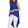 image:imageLYANER Womens Asymmetrical High Low Sleeveless Mock Neck Flowy Blouse TopsRoyal Blue
