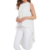 image:imageLYANER Womens Asymmetrical High Low Sleeveless Mock Neck Flowy Blouse TopsWhite