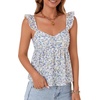 image:imageLYANER Womens Babydoll Tank Top Summer Camisole Dressy Casual Ruffle Strap Sleeveless Flowy Hem Peplum TopsAzure Blue Floral
