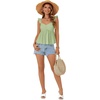 image:imageLYANER Womens Babydoll Tank Top Summer Camisole Dressy Casual Ruffle Strap Sleeveless Flowy Hem Peplum TopsBean Green