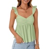 image:imageLYANER Womens Babydoll Tank Top Summer Camisole Dressy Casual Ruffle Strap Sleeveless Flowy Hem Peplum TopsBean Green