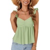 image:imageLYANER Womens Babydoll Tank Top Summer Camisole Dressy Casual Ruffle Strap Sleeveless Flowy Hem Peplum TopsBean Green