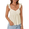 image:imageLYANER Womens Babydoll Tank Top Summer Camisole Dressy Casual Ruffle Strap Sleeveless Flowy Hem Peplum TopsBeige