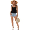 image:imageLYANER Womens Babydoll Tank Top Summer Camisole Dressy Casual Ruffle Strap Sleeveless Flowy Hem Peplum TopsBlack