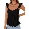 image:imageLYANER Womens Babydoll Tank Top Summer Camisole Dressy Casual Ruffle Strap Sleeveless Flowy Hem Peplum TopsBlack