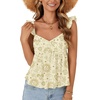 image:imageLYANER Womens Babydoll Tank Top Summer Camisole Dressy Casual Ruffle Strap Sleeveless Flowy Hem Peplum TopsChampagne Print