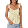 image:imageLYANER Womens Babydoll Tank Top Summer Camisole Dressy Casual Ruffle Strap Sleeveless Flowy Hem Peplum TopsChampagne Print