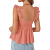 image:imageLYANER Womens Babydoll Tank Top Summer Camisole Dressy Casual Ruffle Strap Sleeveless Flowy Hem Peplum TopsCoral Pink