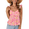 image:imageLYANER Womens Babydoll Tank Top Summer Camisole Dressy Casual Ruffle Strap Sleeveless Flowy Hem Peplum TopsFloral Dark Pink