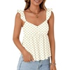 image:imageLYANER Womens Babydoll Tank Top Summer Camisole Dressy Casual Ruffle Strap Sleeveless Flowy Hem Peplum TopsFloral Light Beige