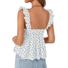 image:imageLYANER Womens Babydoll Tank Top Summer Camisole Dressy Casual Ruffle Strap Sleeveless Flowy Hem Peplum TopsFloral Sky Blue
