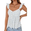 image:imageLYANER Womens Babydoll Tank Top Summer Camisole Dressy Casual Ruffle Strap Sleeveless Flowy Hem Peplum TopsFloral Sky Blue