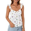 image:imageLYANER Womens Babydoll Tank Top Summer Camisole Dressy Casual Ruffle Strap Sleeveless Flowy Hem Peplum TopsFloral White