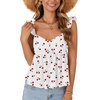 image:imageLYANER Womens Babydoll Tank Top Summer Camisole Dressy Casual Ruffle Strap Sleeveless Flowy Hem Peplum TopsFloral White Red