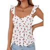 image:imageLYANER Womens Babydoll Tank Top Summer Camisole Dressy Casual Ruffle Strap Sleeveless Flowy Hem Peplum TopsFloral White Red