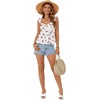 image:imageLYANER Womens Babydoll Tank Top Summer Camisole Dressy Casual Ruffle Strap Sleeveless Flowy Hem Peplum TopsFloral White Red