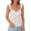 image:imageLYANER Womens Babydoll Tank Top Summer Camisole Dressy Casual Ruffle Strap Sleeveless Flowy Hem Peplum TopsFloral White Red