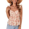 image:imageLYANER Womens Babydoll Tank Top Summer Camisole Dressy Casual Ruffle Strap Sleeveless Flowy Hem Peplum TopsFlower Beige