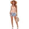 image:imageLYANER Womens Babydoll Tank Top Summer Camisole Dressy Casual Ruffle Strap Sleeveless Flowy Hem Peplum TopsFlower Beige