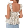 image:imageLYANER Womens Babydoll Tank Top Summer Camisole Dressy Casual Ruffle Strap Sleeveless Flowy Hem Peplum TopsFlower Light Beige