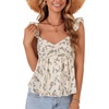 image:imageLYANER Womens Babydoll Tank Top Summer Camisole Dressy Casual Ruffle Strap Sleeveless Flowy Hem Peplum TopsFlower Light Beige
