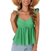 image:imageLYANER Womens Babydoll Tank Top Summer Camisole Dressy Casual Ruffle Strap Sleeveless Flowy Hem Peplum TopsGrass Green