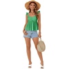image:imageLYANER Womens Babydoll Tank Top Summer Camisole Dressy Casual Ruffle Strap Sleeveless Flowy Hem Peplum TopsGrass Green