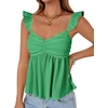 image:imageLYANER Womens Babydoll Tank Top Summer Camisole Dressy Casual Ruffle Strap Sleeveless Flowy Hem Peplum TopsGrass Green