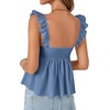 image:imageLYANER Womens Babydoll Tank Top Summer Camisole Dressy Casual Ruffle Strap Sleeveless Flowy Hem Peplum TopsHaze Blue