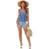 image:imageLYANER Womens Babydoll Tank Top Summer Camisole Dressy Casual Ruffle Strap Sleeveless Flowy Hem Peplum TopsHaze Blue