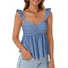 image:imageLYANER Womens Babydoll Tank Top Summer Camisole Dressy Casual Ruffle Strap Sleeveless Flowy Hem Peplum TopsHaze Blue