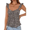 image:imageLYANER Womens Babydoll Tank Top Summer Camisole Dressy Casual Ruffle Strap Sleeveless Flowy Hem Peplum TopsLeopard Print