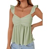 image:imageLYANER Womens Babydoll Tank Top Summer Camisole Dressy Casual Ruffle Strap Sleeveless Flowy Hem Peplum TopsLight Army Green
