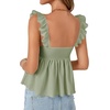 image:imageLYANER Womens Babydoll Tank Top Summer Camisole Dressy Casual Ruffle Strap Sleeveless Flowy Hem Peplum TopsLight Army Green