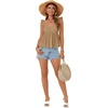image:imageLYANER Womens Babydoll Tank Top Summer Camisole Dressy Casual Ruffle Strap Sleeveless Flowy Hem Peplum TopsLight Khaki