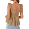 image:imageLYANER Womens Babydoll Tank Top Summer Camisole Dressy Casual Ruffle Strap Sleeveless Flowy Hem Peplum TopsLight Khaki