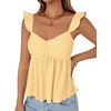 image:imageLYANER Womens Babydoll Tank Top Summer Camisole Dressy Casual Ruffle Strap Sleeveless Flowy Hem Peplum TopsLight Yellow