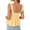 image:imageLYANER Womens Babydoll Tank Top Summer Camisole Dressy Casual Ruffle Strap Sleeveless Flowy Hem Peplum TopsLight Yellow