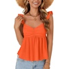 image:imageLYANER Womens Babydoll Tank Top Summer Camisole Dressy Casual Ruffle Strap Sleeveless Flowy Hem Peplum TopsOrange