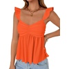 image:imageLYANER Womens Babydoll Tank Top Summer Camisole Dressy Casual Ruffle Strap Sleeveless Flowy Hem Peplum TopsOrange